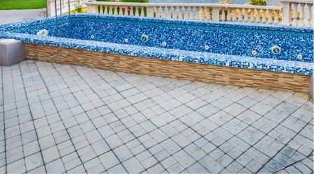 Slip-resistant pool deck pavers installed in Dallas